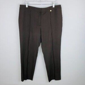 Calvin Klein Brown Pintuck Pleat Straight Leg Womens Casual Pants 12